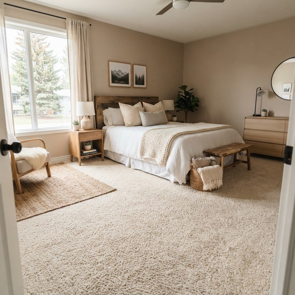 recent carpet bedroom project in Calgary by fine floors